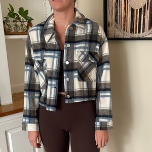 Plaid Women's Jacket - Blue, White, Black